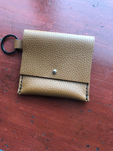Camel leather wallet w/black keyring