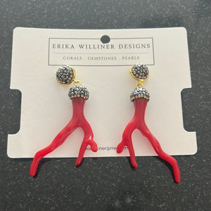 Ines Red Coral Earrings by Erika Williner