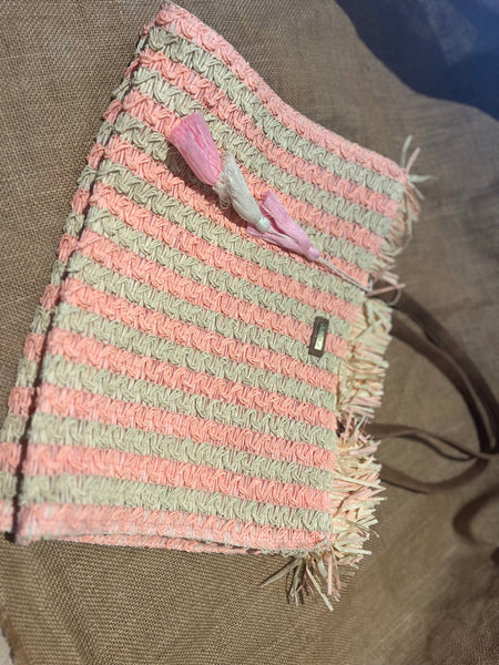 Pink Paper Straw Summer Shoulder Bag
