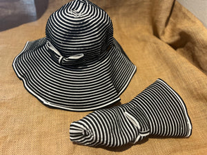 Black and White Striped roll up hat