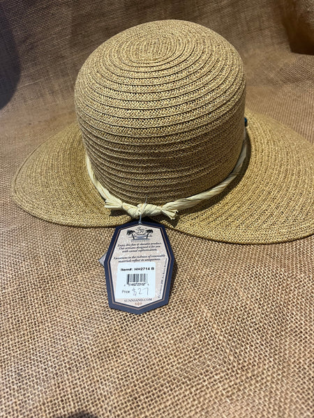 Natural straw hat with beaded rim