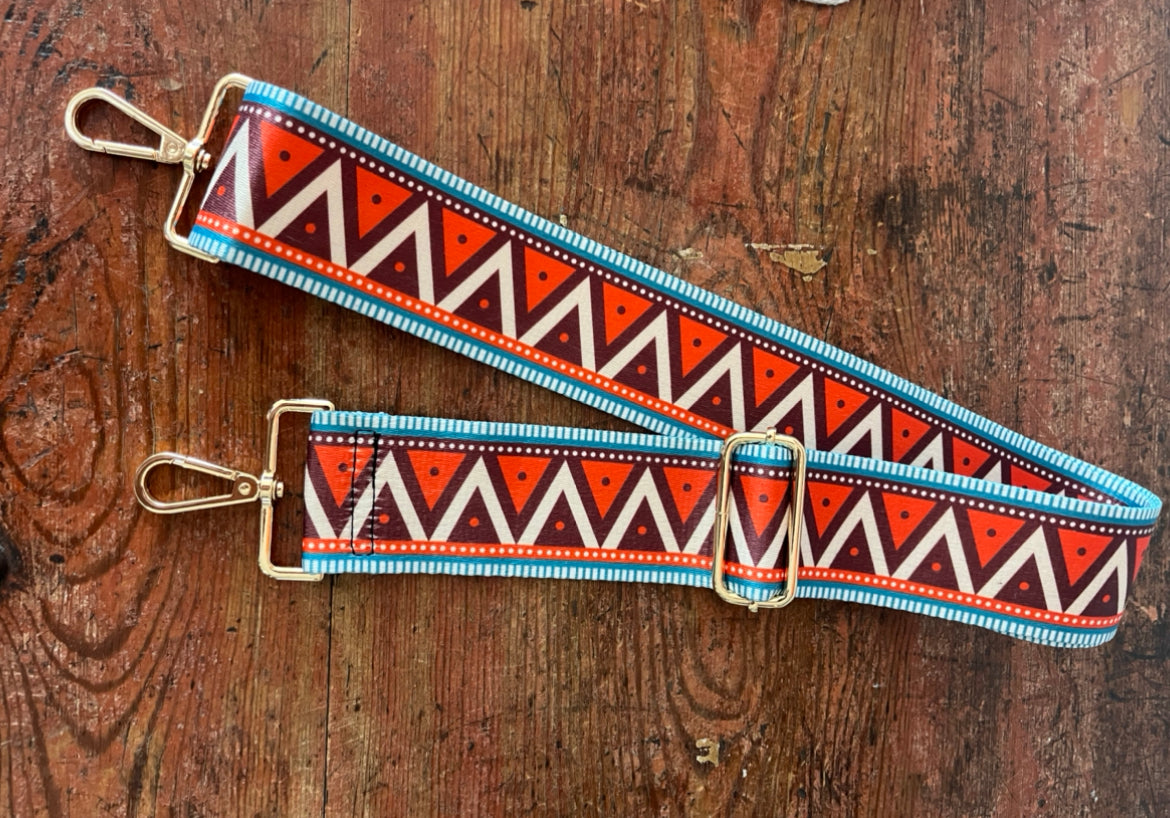 Guitar strap for crossbody purse- Aztec print