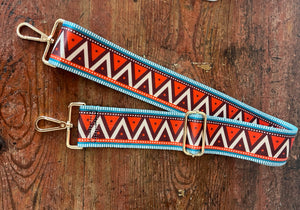 Guitar strap for crossbody purse- Aztec print