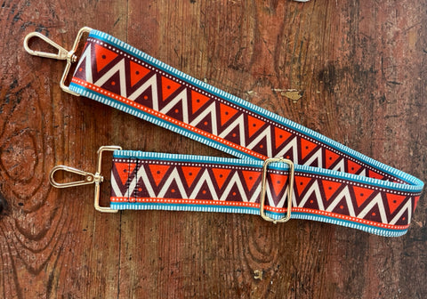 Guitar strap for crossbody purse- Aztec print