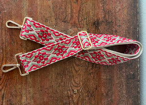 Guitar strap for crossbody purse-Red,Sage,& Cream