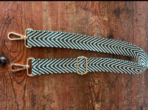 Green and white crossbody strap