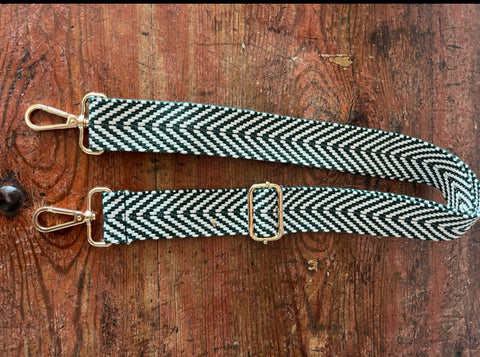 Green and white crossbody strap