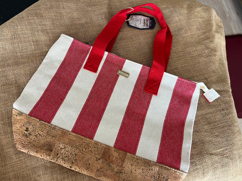 Red & White Striped Beach Bag