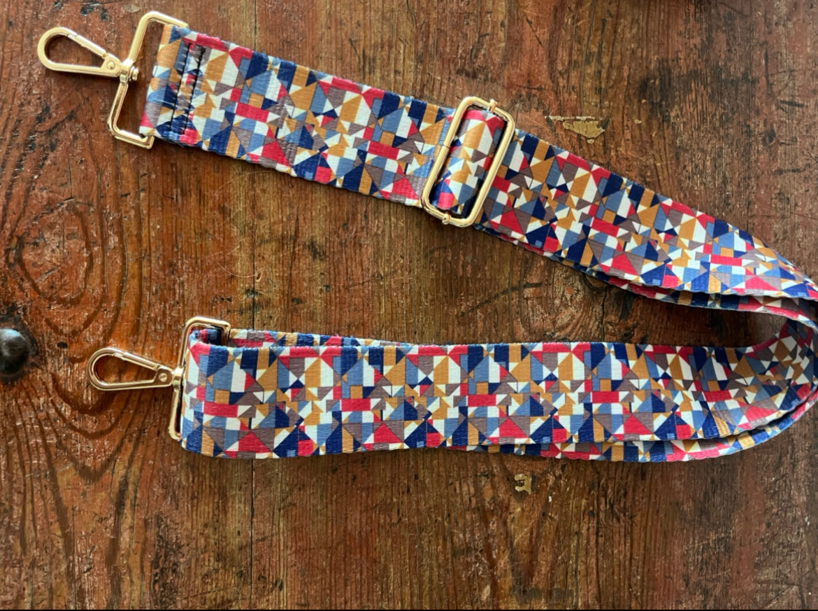 Guitar strap for crossbody purse-Multi Geometric