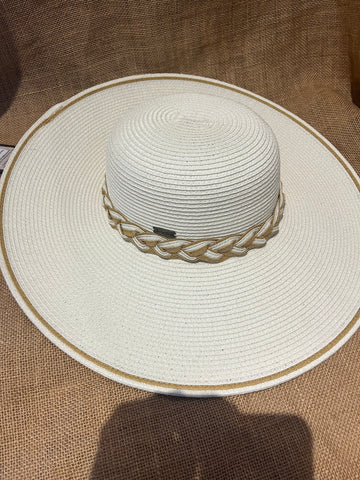 Cream hat with braided band